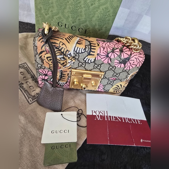 Authentic Gucci GG Supreme Monogram Bengal Small Padlock Shoulder Bag - Picture 1 of 16